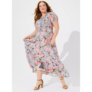 Torrid Floral Blue and Pink Maxi Dress Challis Fabric Size